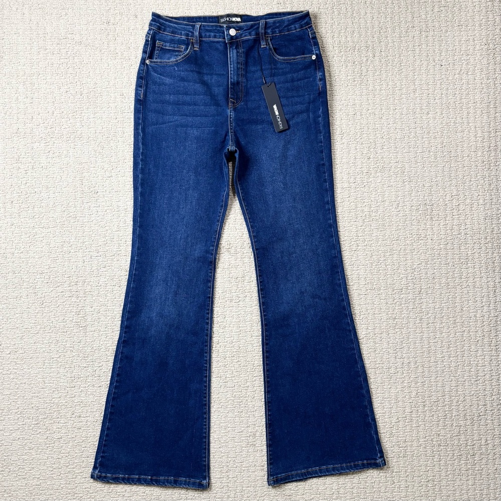 Fashion Nova Dark Wash Flare Stretch Jeans